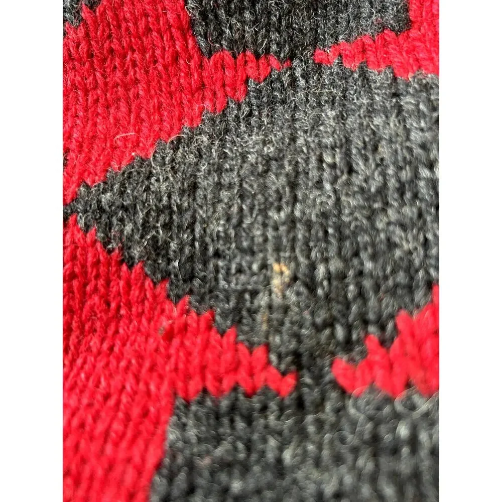 Vintage 90s Woolrich Red Black Abstract 100% Wool Pullover Sweater Men's Medium